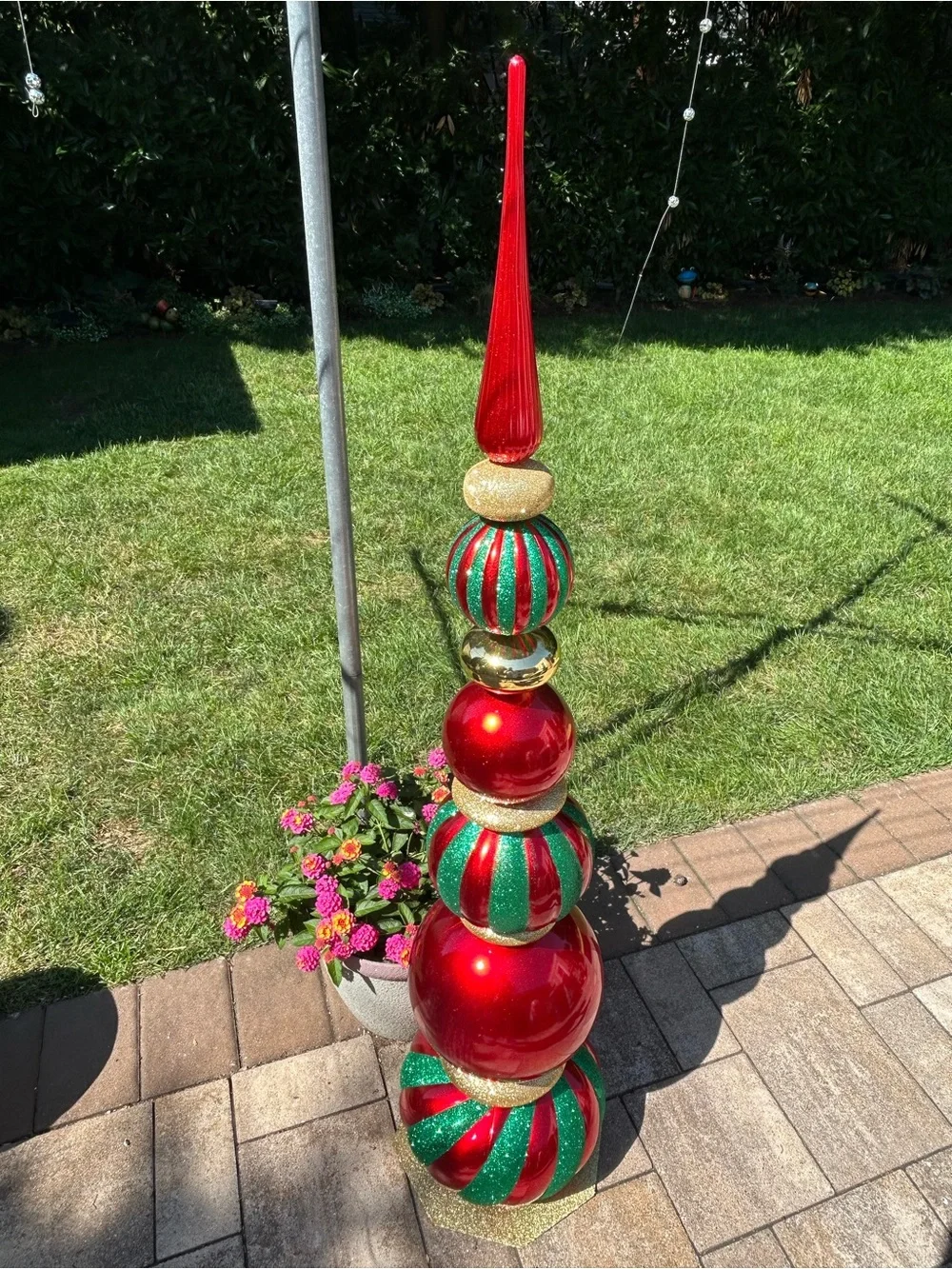 54” Shiny Glittered Topiary Finial Tower Christmas Decoration NEW!